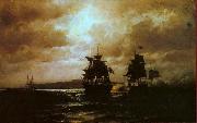 Eduardo de Martino Combate naval France oil painting artist